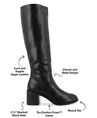 Journee Collection Women's Romilly Round Toe Block Heel Knee High Boots