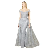 Lara Women's Off Shoulder Overskirt Gown