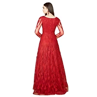 Lara Women's Long Sleeve V-Neck Ballgown