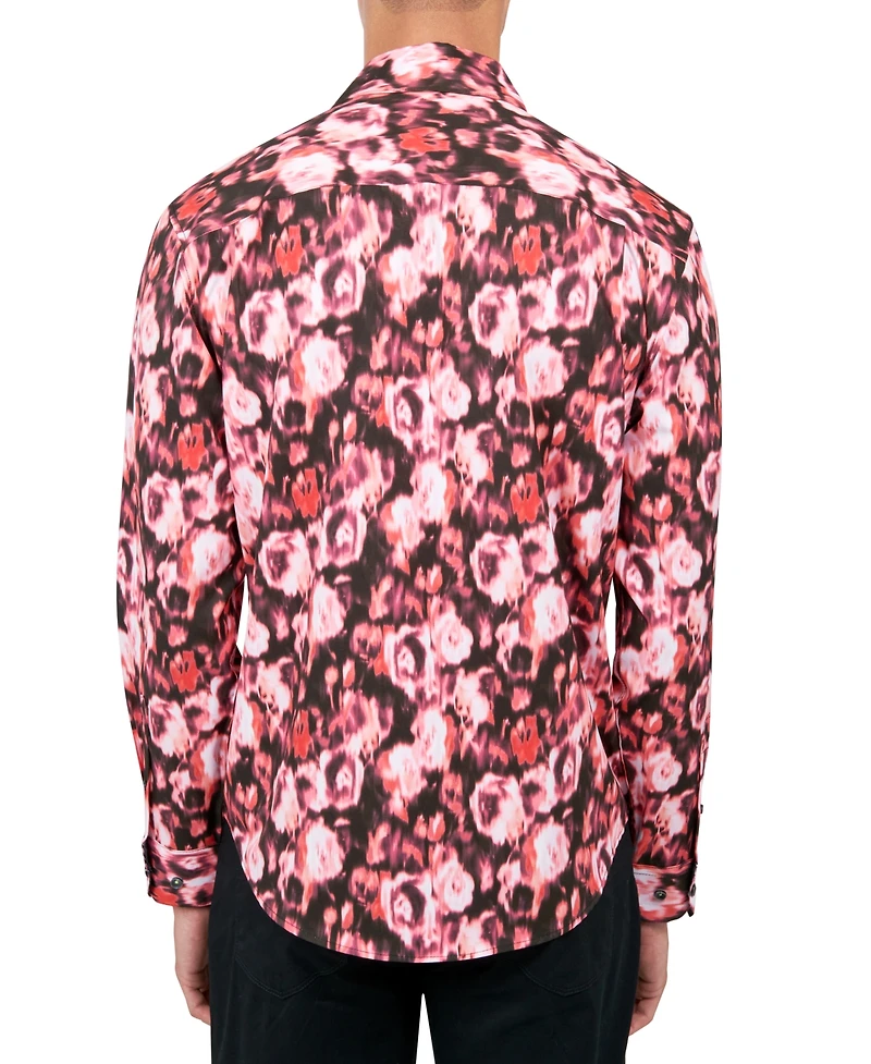 Society of Threads Men's Regular-Fit Non-Iron Performance Stretch Abstract Floral Button-Down Shirt