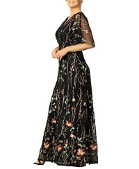 Kiyonna Women's Embroidered Elegance Evening Gown with Sleeves