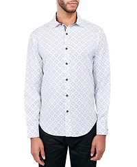 Society of Threads Men's Regular-Fit Non-Iron Performance Stretch Geo-Print Button-Down Shirt