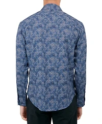 Society of Threads Men's Regular-Fit Non-Iron Performance Stretch Geo-Print Button-Down Shirt