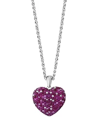 Effy Ruby (2 ct. t.w.) & Pink Sapphire (1-7/8 ct. t.w.) Ombre Heart Cluster 18" Pendant Necklace in Sterling Silver