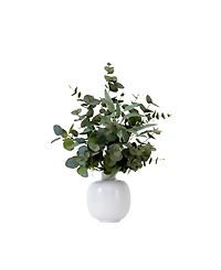 Nearly Natural 24" Artificial Eucalyptus Leaves Arrangement with Ceramic Planter