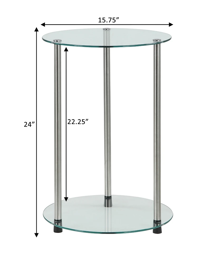 Convenience Concepts 15.75" Glass Designs2Go 2 Tier Round End Table