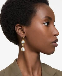 Swarovski Gold-Tone Mixed Crystal Double Charm Hoop Earrings