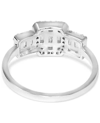 Cubic Zirconia Baguette Cluster Ring in Sterling Silver