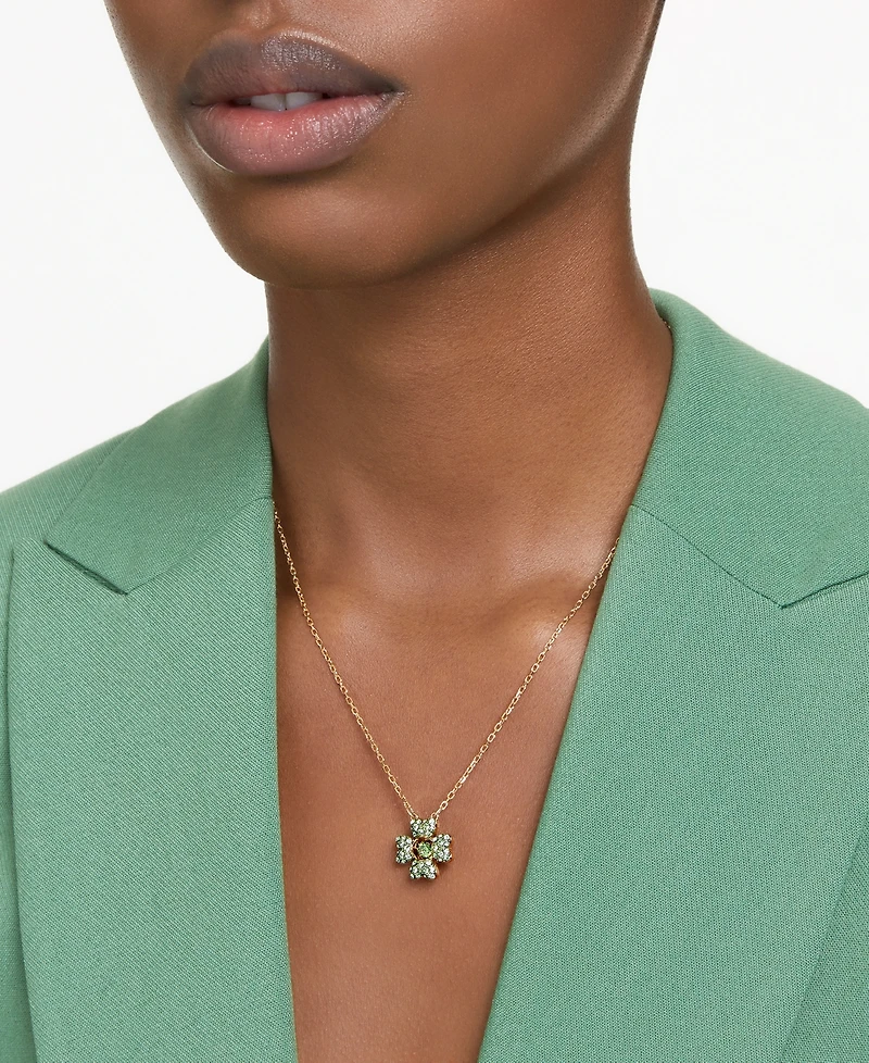 Swarovski Gold-Tone Color Crystal Clover Pendant Necklace, 15" + 2-3/4" extender