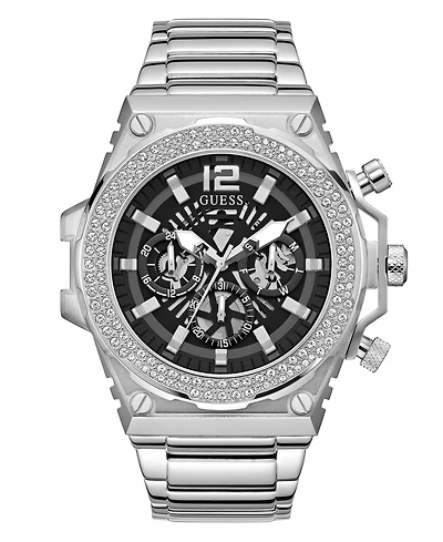 Guess Men's Multi-Function Silver-Tone Stainless Steel Watch 48mm