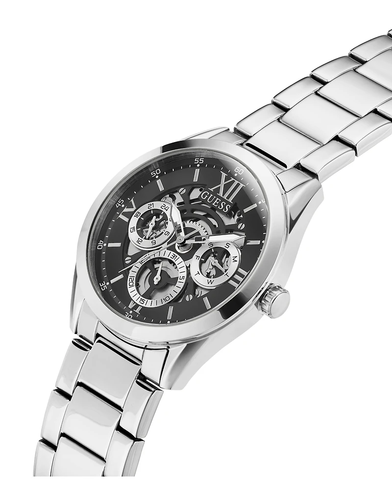 Guess Men's Multi-Function Silver-Tone Stainless Steel Watch 42mm