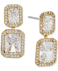 Eliot Danori Cubic Zirconia Emerald Halo Drop Earrings