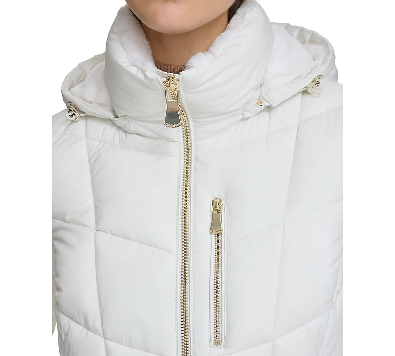 Calvin Klein Women's Faux-Fur-Trim Hooded Puffer Coat, Created for Macy's