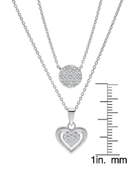 Diamond Circle & Heart 18" Layered Pendant Necklace (1/4 ct. t.w.) in Sterling Silver