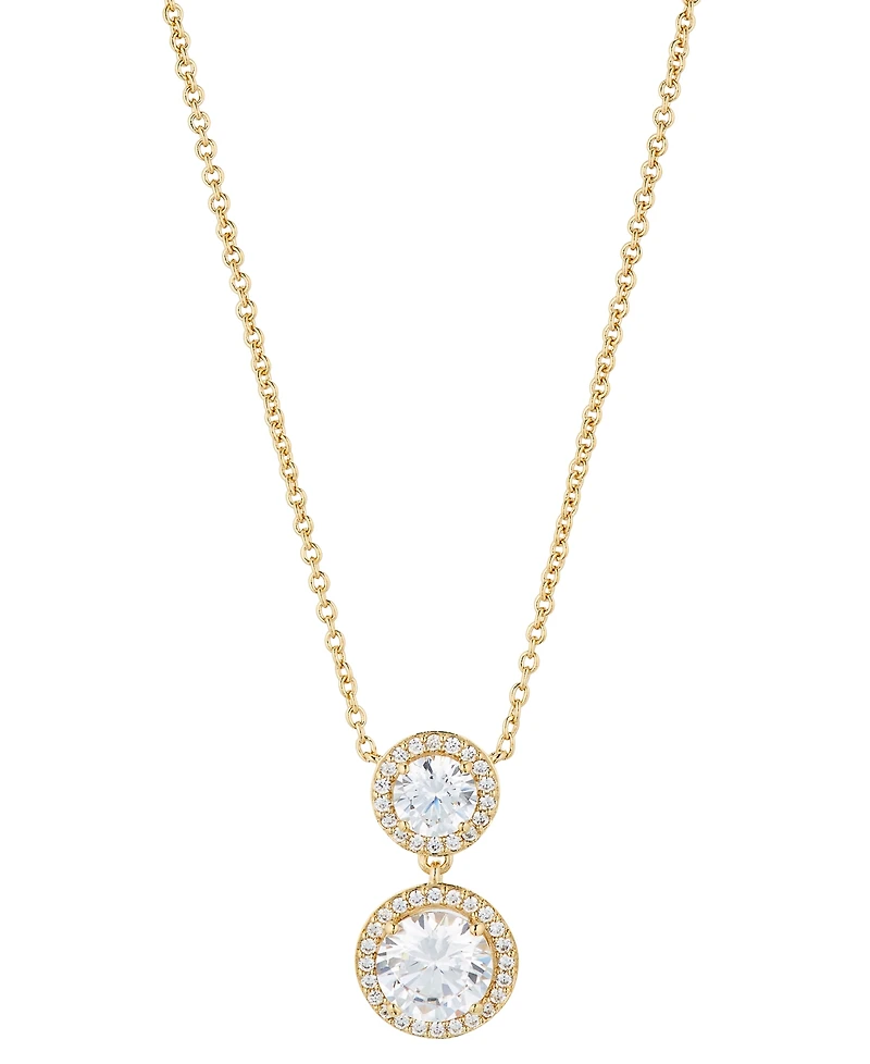 Eliot Danori Gold-Tone Cubic Zirconia Round Halo Pendant Necklace, 16" + 2" extender, Created for Macy's