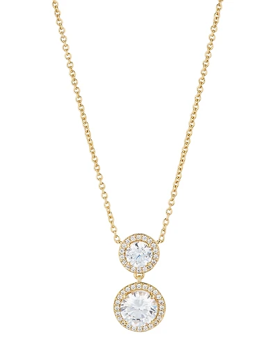Eliot Danori Gold-Tone Cubic Zirconia Round Halo Pendant Necklace, 16" + 2" extender, Created for Macy's