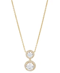 Eliot Danori Gold-Tone Cubic Zirconia Round Halo Pendant Necklace, 16" + 2" extender, Created for Macy's