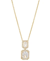 Eliot Danori Cubic Zirconia Emerald Halo Drop Necklace, 16" + 2" extender