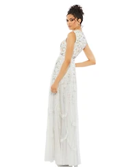 Mac Duggal Women's Embellished High Neck Sleeveless Ruffled Gown
