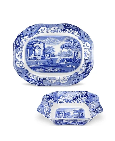 Spode Blue Italian Serving Bowl & Platter Set, 2 Pieces