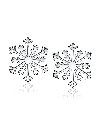 Bling Jewelry Holiday Party Season Christmas Frozen Winter Snowflake Stud Earrings For Sterling Silver