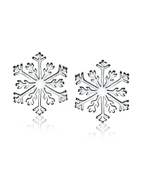 Bling Jewelry Holiday Party Season Christmas Frozen Winter Snowflake Stud Earrings For Sterling Silver