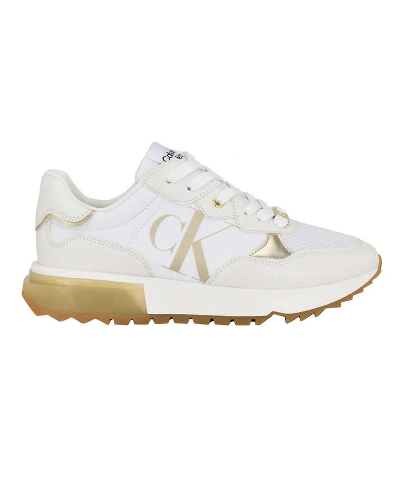Calvin Klein Women's Magalee Casual Logo Lace-Up Sneakers - White