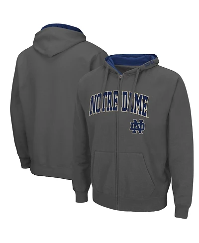 Men's Colosseum Notre Dame Fighting Irish Arch and Logo 3.0 Full-Zip Hoodie