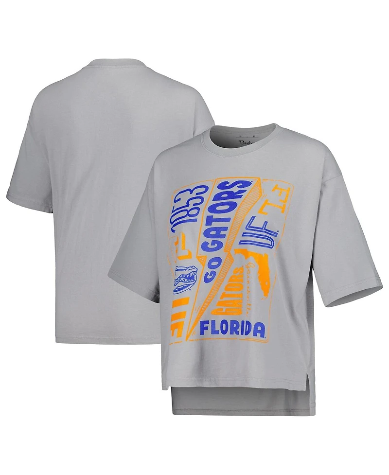 Women's Pressbox Silver Florida Gators Rock & Roll School of Rock T-shirt