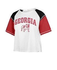 Women's '47 Brand White Distressed Georgia Bulldogs Serenity Gia Cropped T-shirt