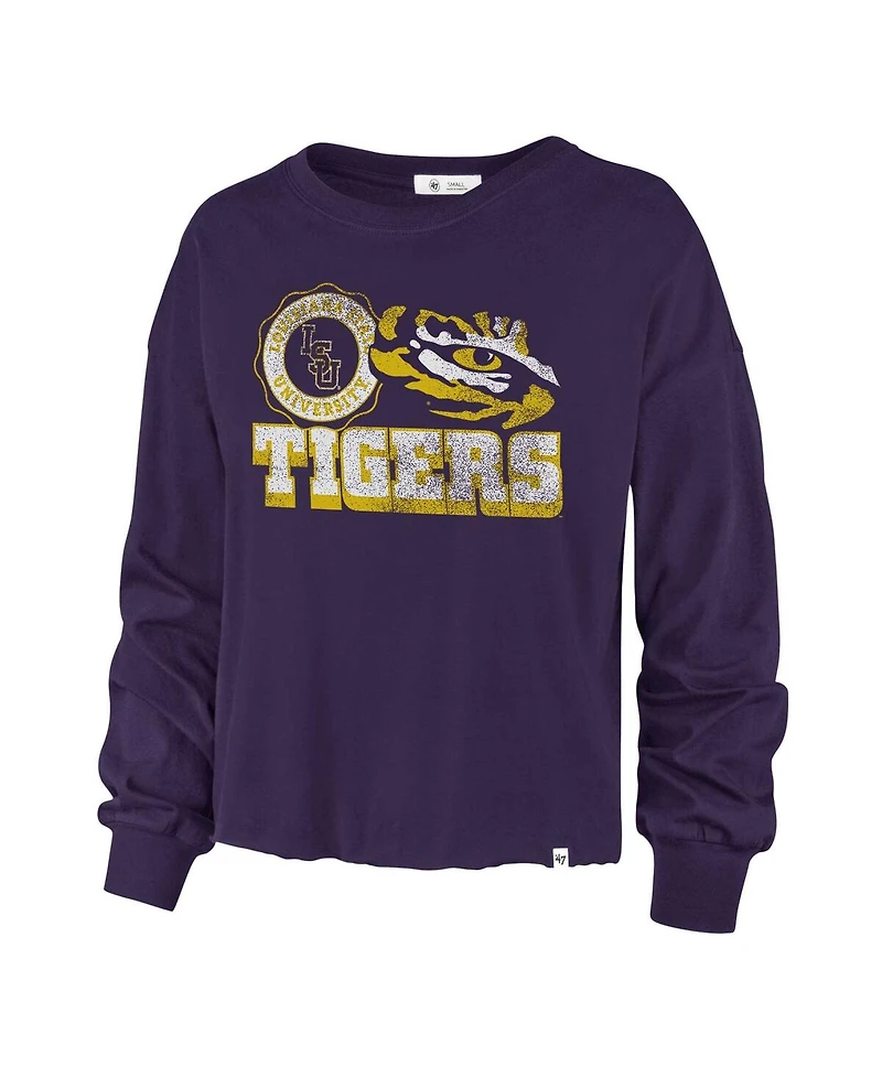 Women's '47 Brand Purple Distressed Lsu Tigers Bottom Line Parkway Long Sleeve T-shirt
