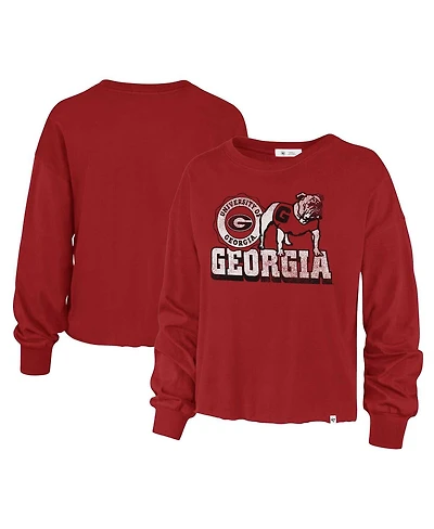 Women's '47 Brand Red Distressed Georgia Bulldogs Bottom Line Parkway Long Sleeve T-shirt