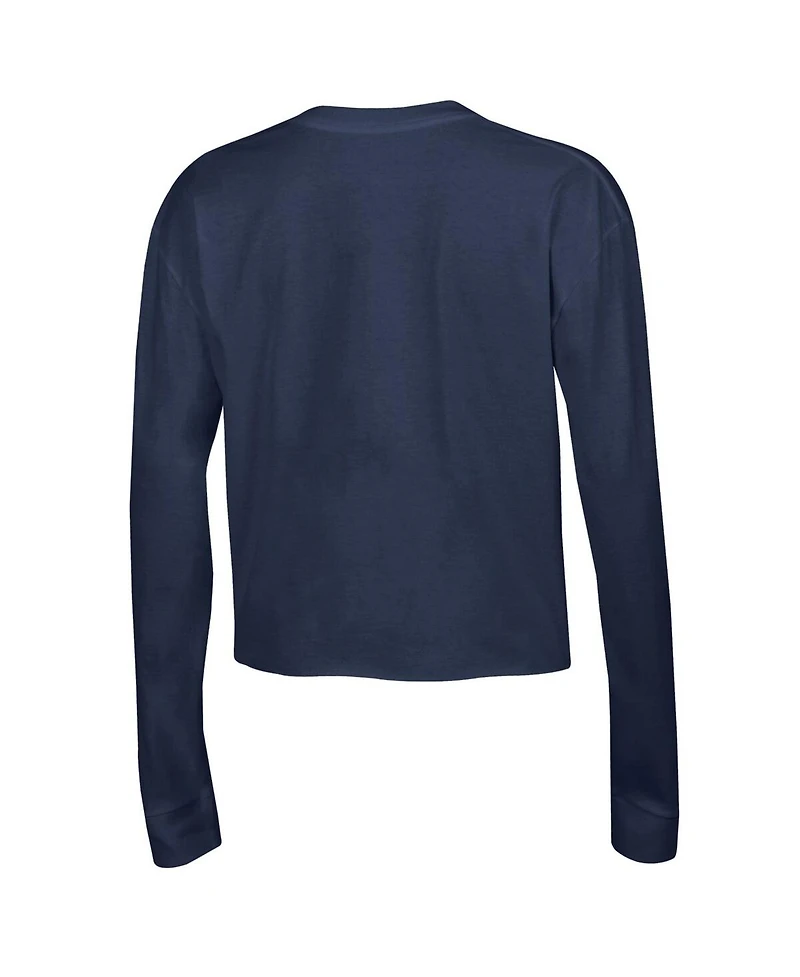 Women's Champion Navy Notre Dame Fighting Irish Boyfriend Cropped Long Sleeve T-shirt