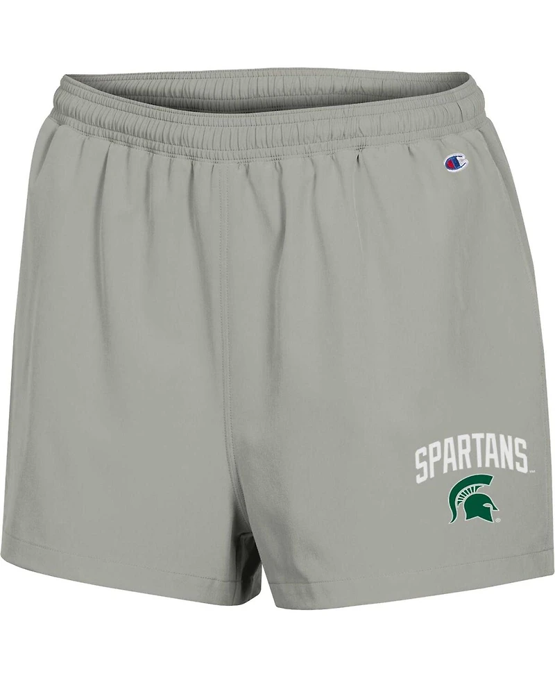 Women's Champion Gray Michigan State Spartans Football Fan High Waist Shorts