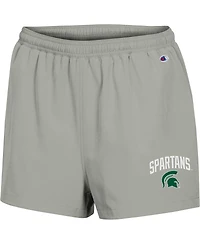 Women's Champion Gray Michigan State Spartans Football Fan High Waist Shorts