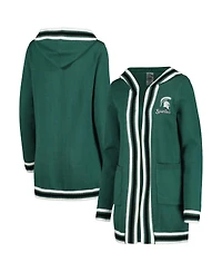 Women's Gameday Couture Green Michigan State Spartans One More Round Tri-Blend Striped Cardigan Sweater