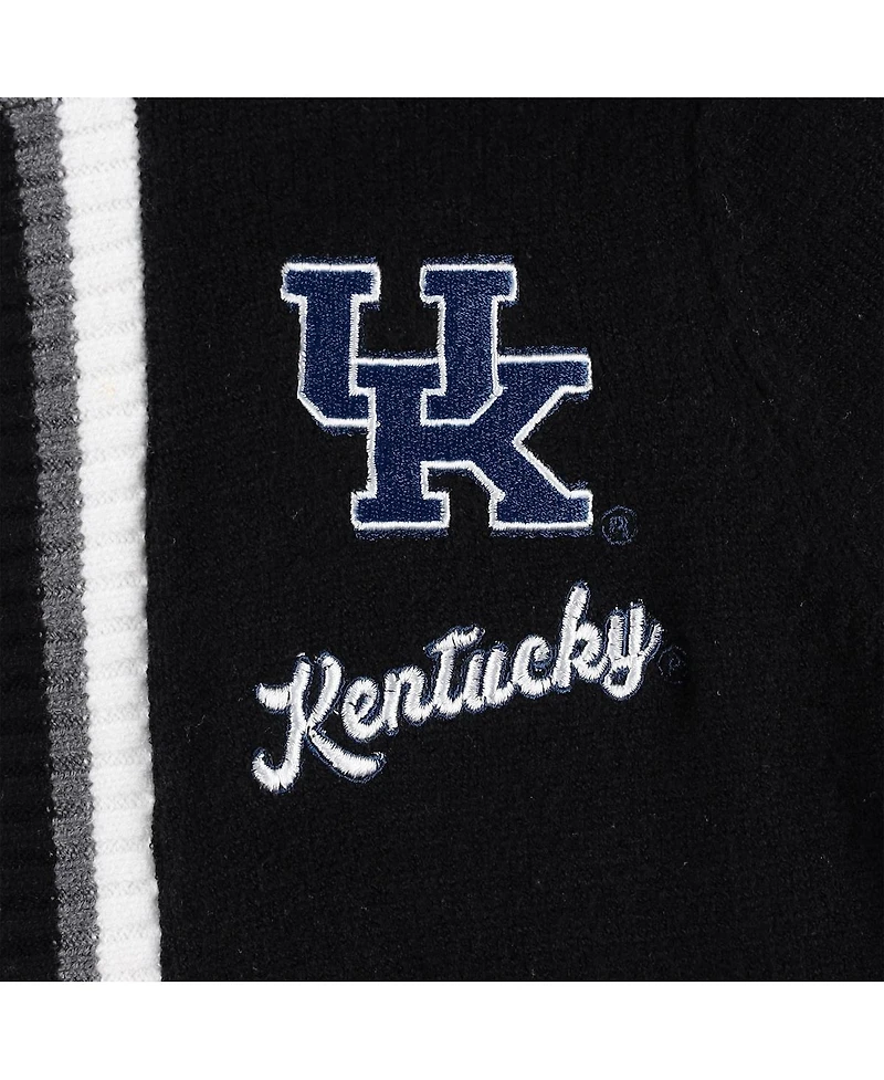 Women's Gameday Couture Black Kentucky Wildcats One More Round Tri-Blend Striped Cardigan Sweater