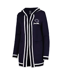 Women's Gameday Couture Navy Penn State Nittany Lions One More Round Tri-Blend Striped Cardigan Sweater
