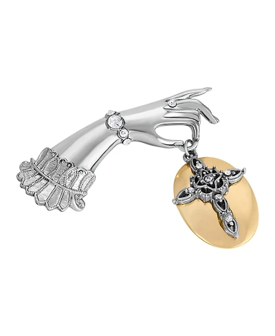 2028 Crystal Cross Ladies Hand Pin