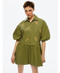 Nocturne Women's Embroidered Balloon Sleeve Dress