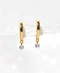 Girls Crew 18k Gold-Plated Crystal Charm Hoop Earrings