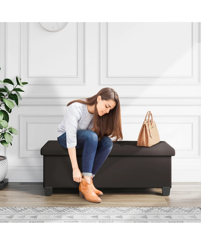 Nestl Inch Ottoman Storage Bench with Storage Bins
