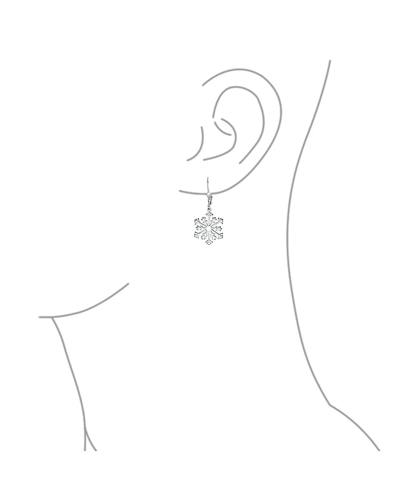 Bling Jewelry Frozen Winter Christmas Holiday Party Snowflake Dangle Lever back Earrings For Sterling Silver
