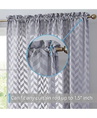 Hlc.me Herringbone Thick Semi Sheer Premium Rod Pocket Window Curtain Panels for Bedroom & Living Room