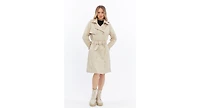 Furniq Uk Women's Genuine Leather Trench Coat, Beige