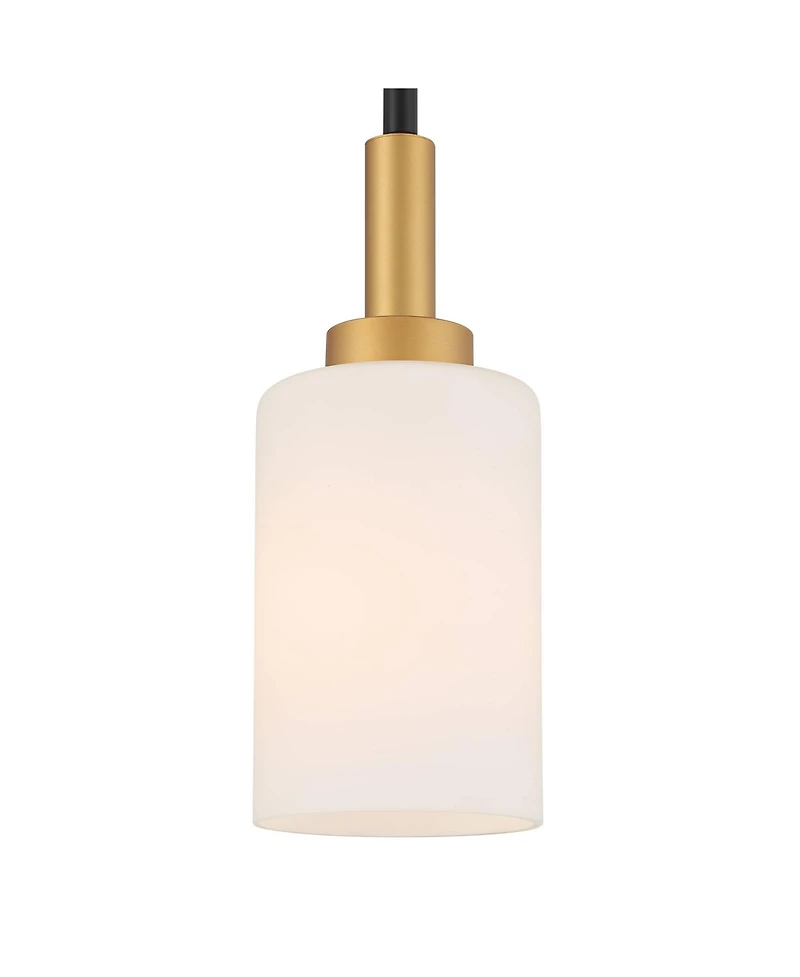 Prue Black Soft Gold Mini Pendant 5 1/4" Wide Modern White Cylinder Shade Fixture for Dining Room House Home Foyer Kitchen Entryway Bedroom Livin