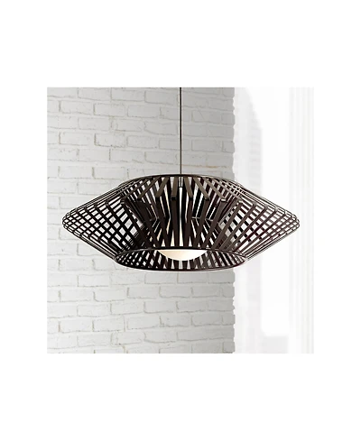 Possini Euro Design Planet Black Large Pendant Light 31 1/2" Wide Mid Century Modern White Glass for Dining Room House Foyer Kitchen Island Entry