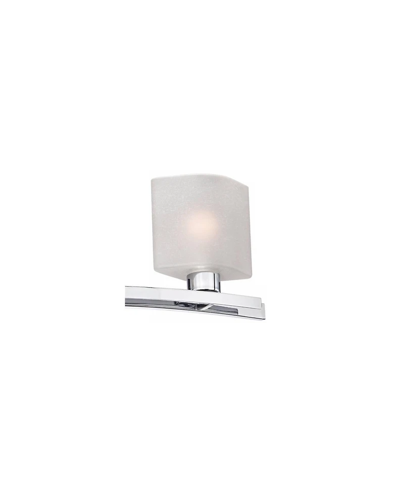 Possini Euro Design Linen Glass Modern Wall Light Chrome Silver Metal Hardwired 23.5" Wide 3-Light Fixture Straight Bar White Shade for Bathroom Vanit