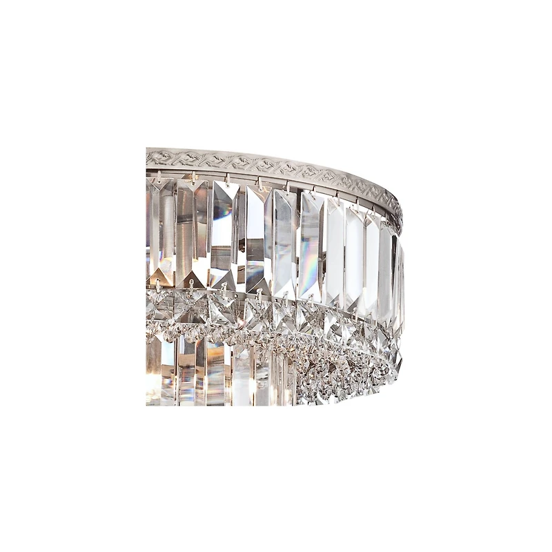 Vienna Full Spectrum Magnificence Modern Ceiling Light Flush Mount Fixture 16" Wide Brushed Satin Nickel Faceted Crystal Glass for Bedroom Living