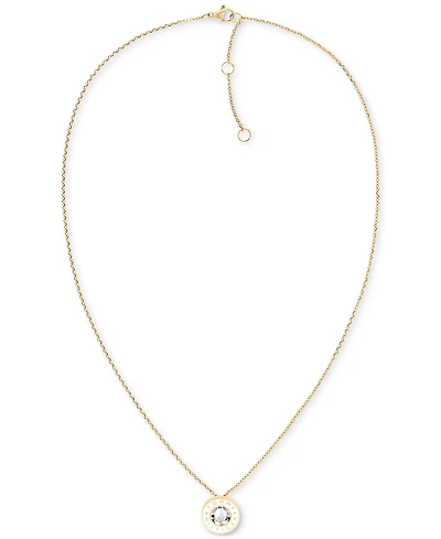 Tommy Hilfiger Gold-Tone White Stone Pendant Necklace, 18" + 2" extender